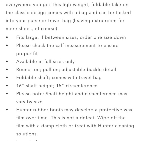 Hunter original tour packable rain boots tall size 8 - Picture 10 of 10